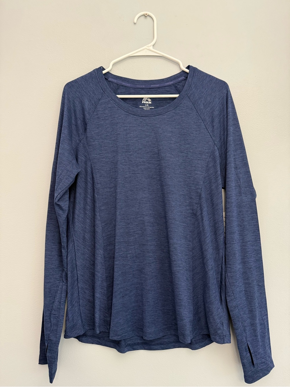 RBX Active Long Sleeve Performance Shirt with Thumb Holes Navy